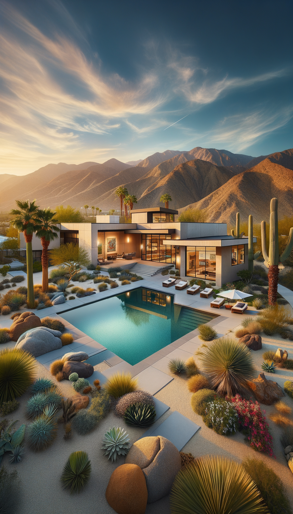 Pool home golden hour